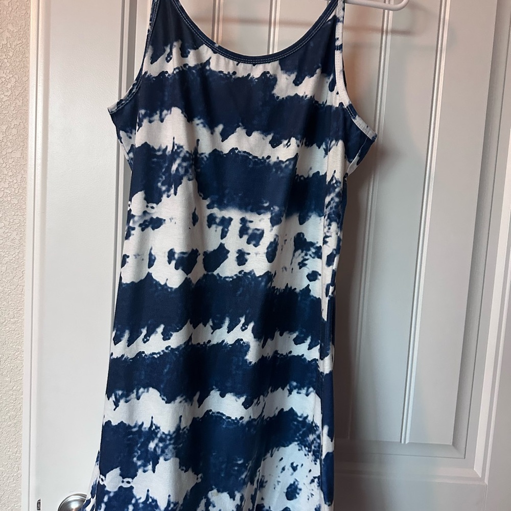 Blue and White Spaghetti Strap Sundress